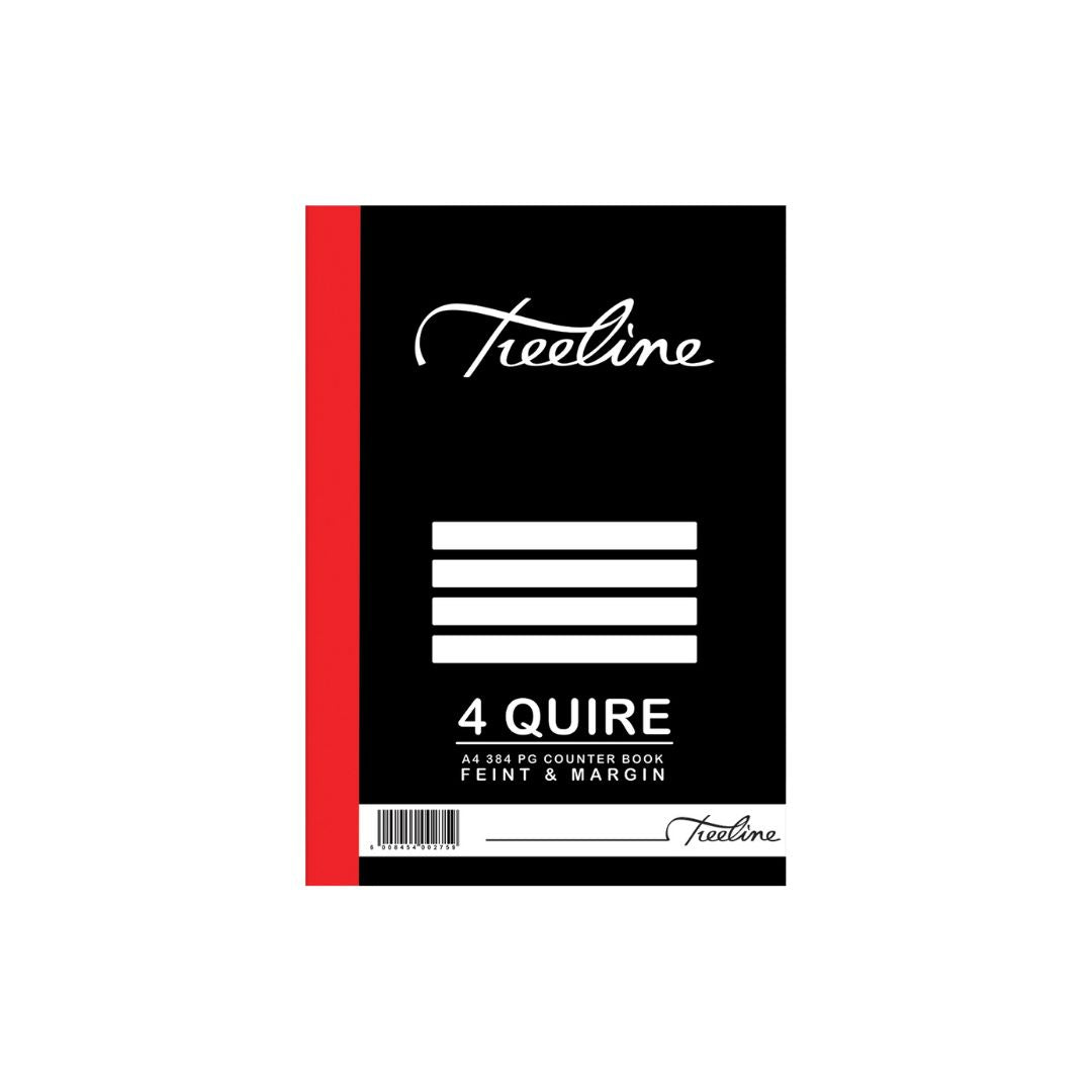 A4 Treeline Counter Book Hard Cover 384 pg Feint & Margin 4 Quire