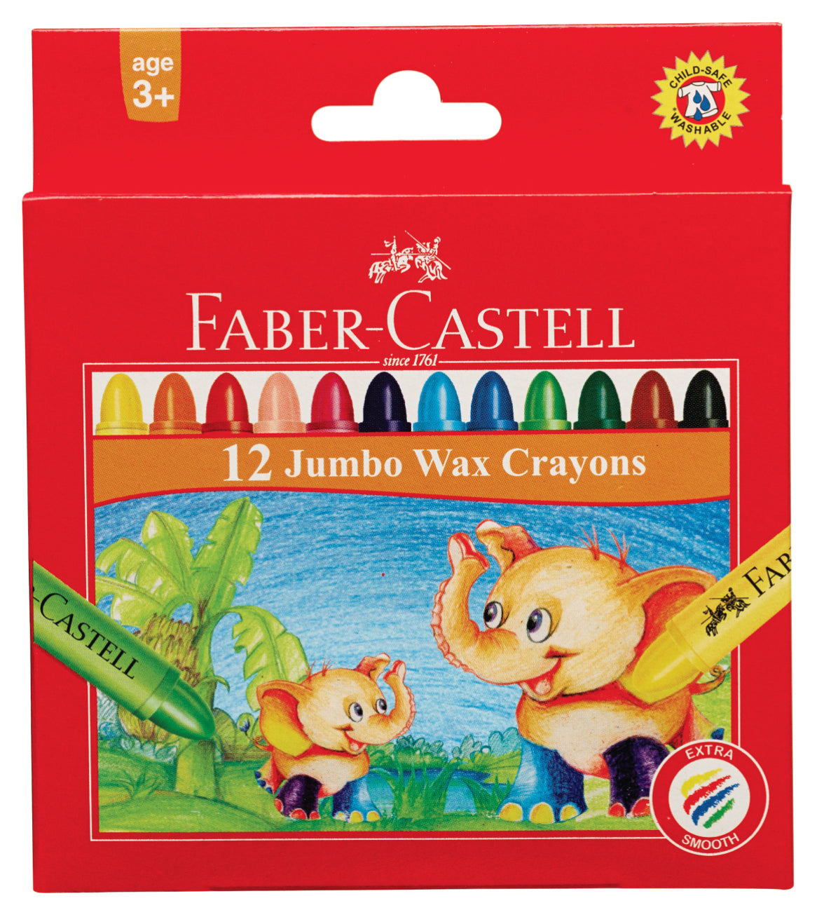 FABER CASTELL Jumbo Wax Crayons (12's)