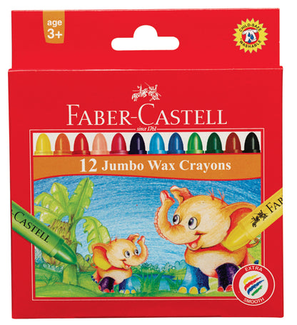 FABER CASTELL Jumbo Wax Crayons (12's)