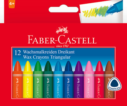 FABER CASTELL Triangular Wax Crayons (12's)