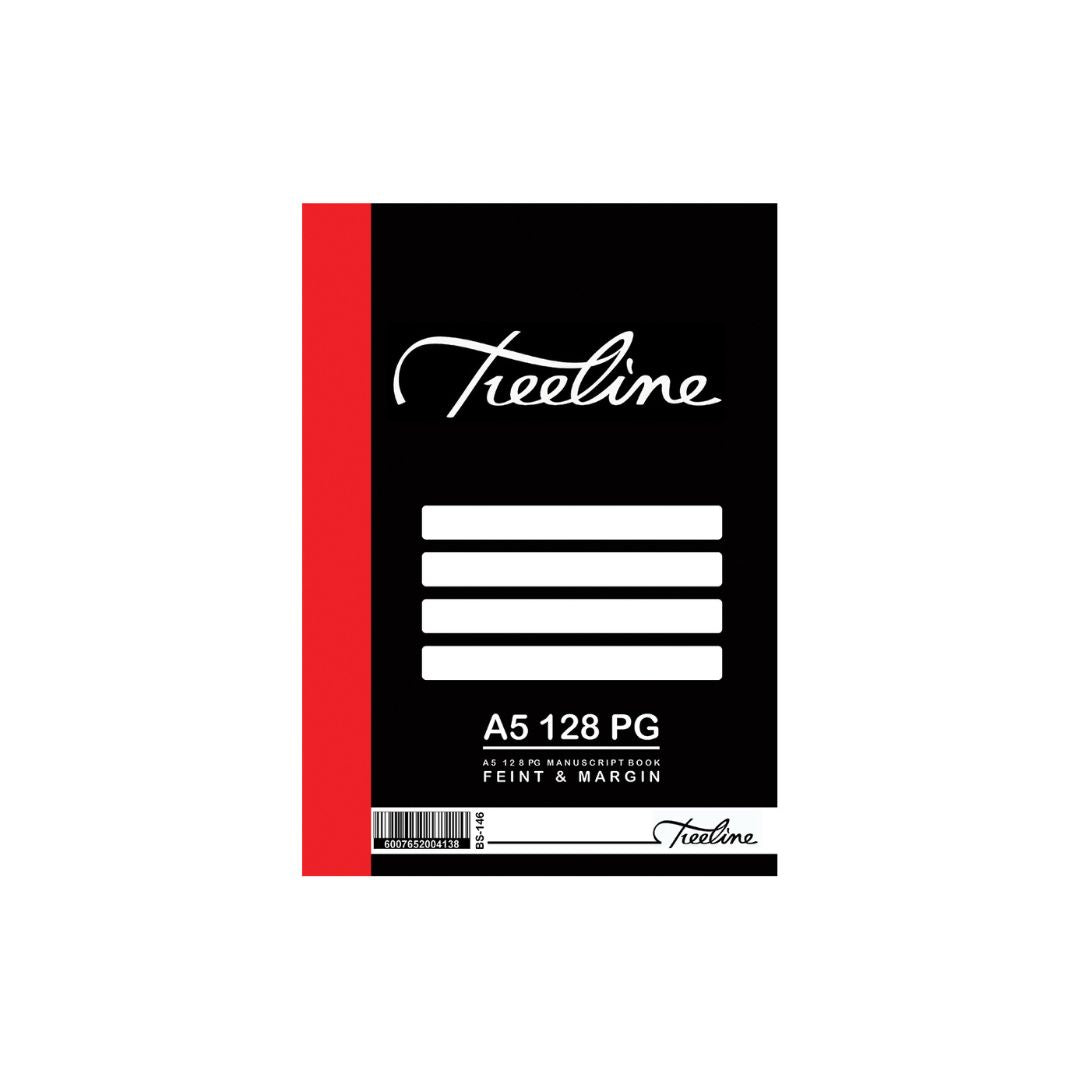 A5 Treeline Hard Cover 128 pg Feint & Margin Manuscript Book