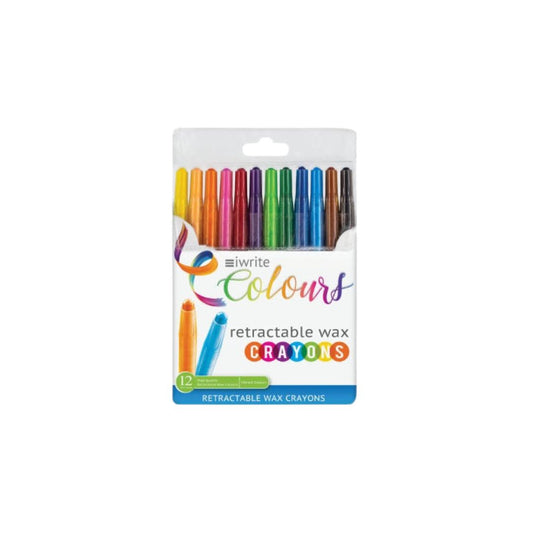 IWRITE Crayons Retractable Wax Crayons 12's