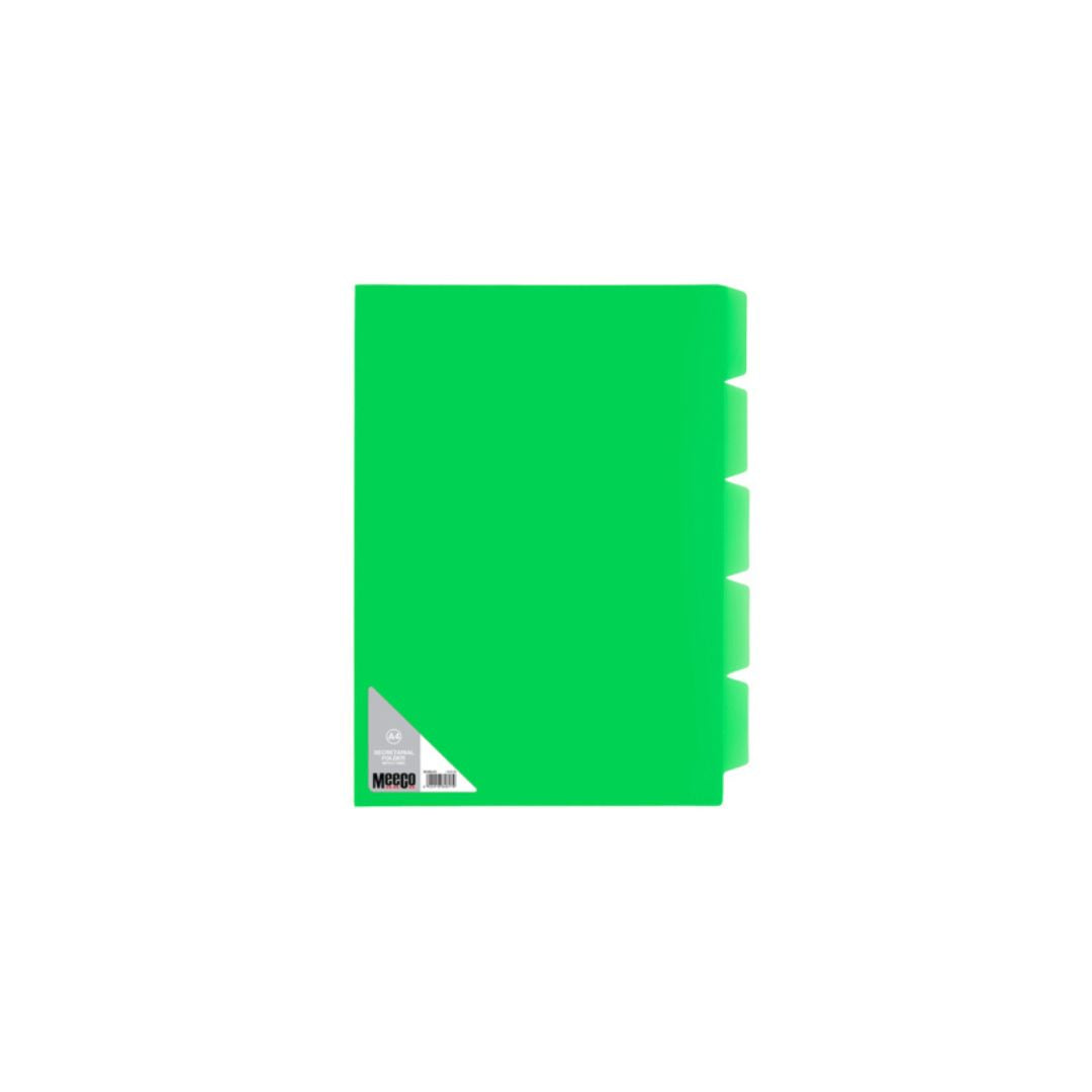 MEECO A4 5 Tab Secretarial Folder PVC 160 Micron 5 Pack