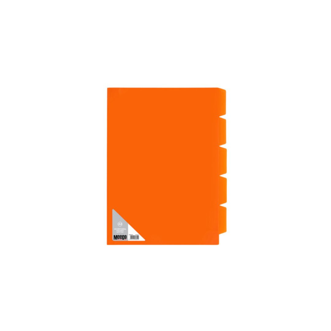 MEECO A4 5 Tab Secretarial Folder PVC 160 Micron 5 Pack