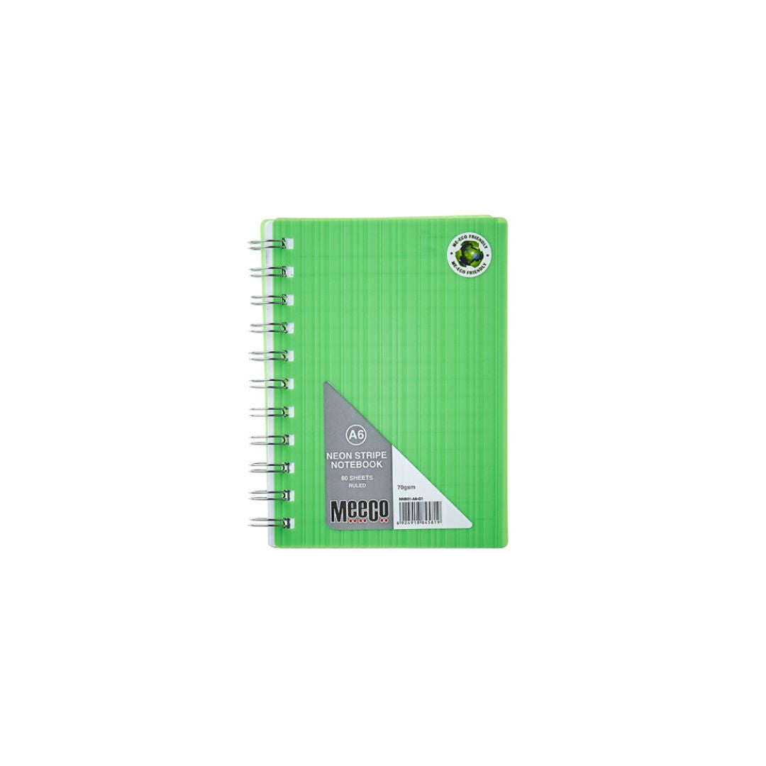 MEECO A6 Neon Spiral Notebook 80 Pg Ruled