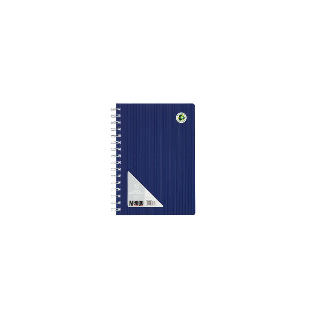 MEECO A5 Executive Spiral Notebook with Stripe Pattern  80 Pg Ruled
