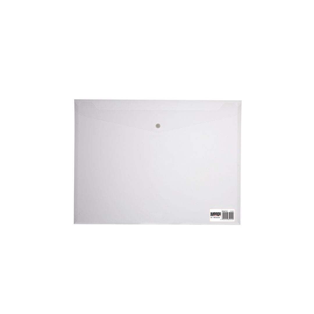 MEECO Folder A3 PVC Carry Folder with Stud 180 Micron 5 Pack