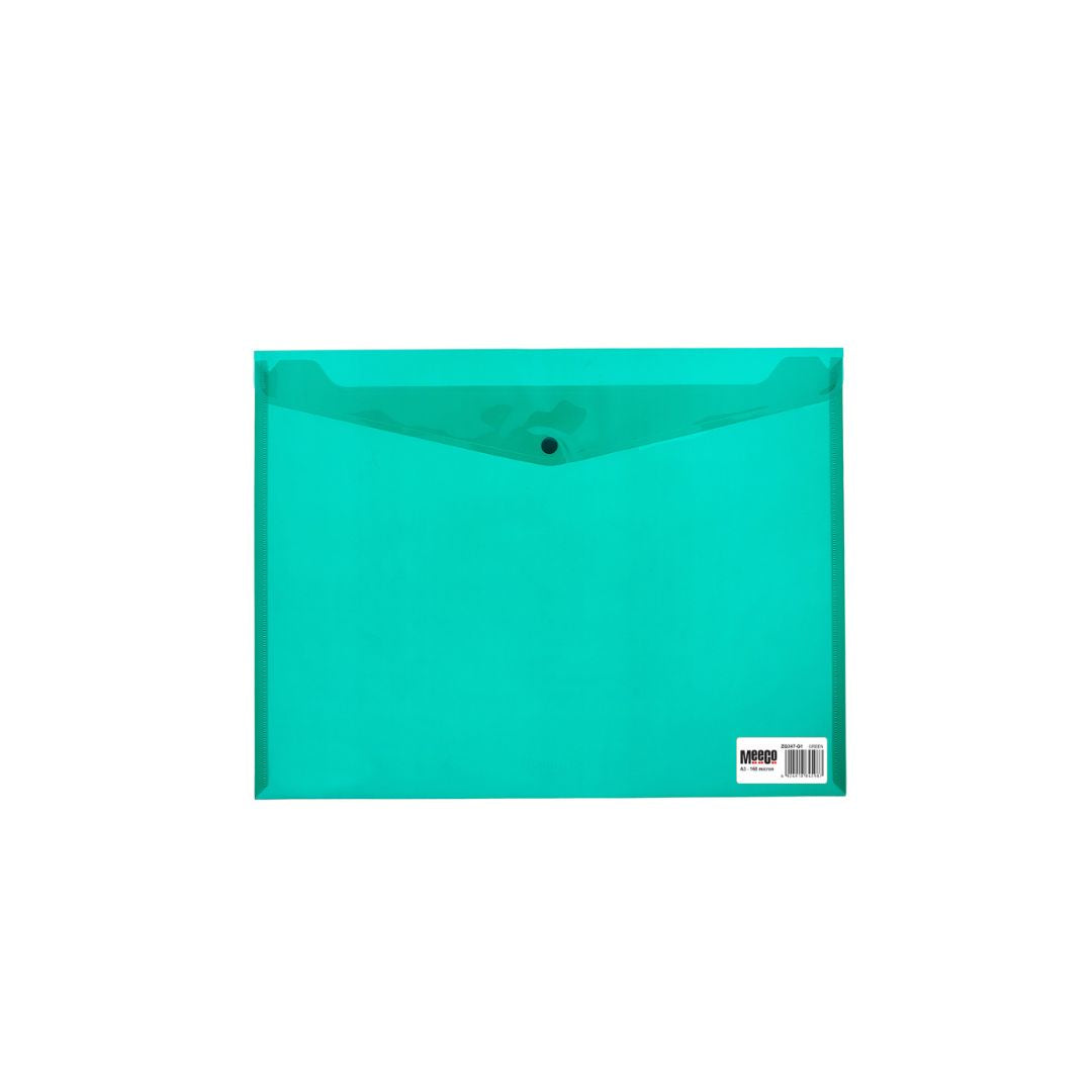 MEECO Folder A3 PVC Carry Folder with Stud 180 Micron 5 Pack