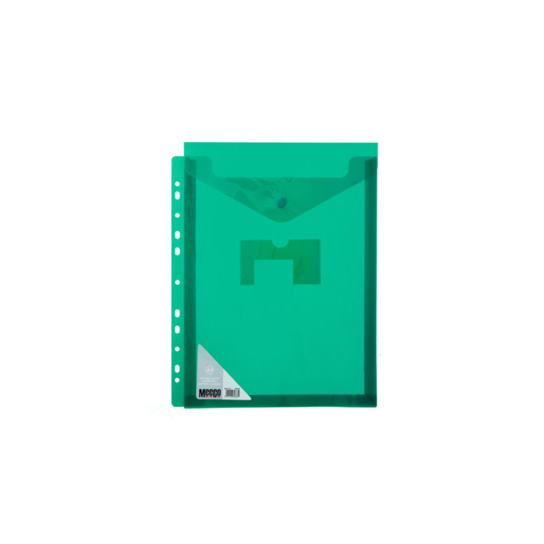 MEECO Folder A4 PVC Carry Folder with Vertical Closure 5 Pack