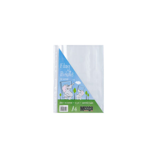 MEECO Filing Pockets A4 Sleeve 40 micron 10 Pack