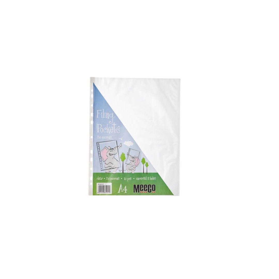 MEECO Filing Pockets A4 Sleeve 30 micron 10 Pack