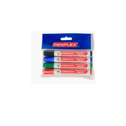 PENFLEX PM15 Permanent Marker 2mm Tip  Box 4 Assorted Colours