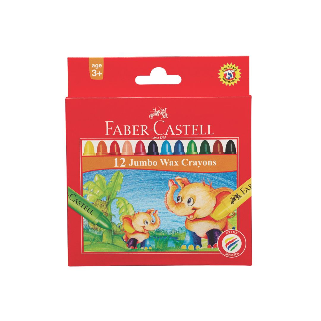 FABER CASTELL Jumbo Wax Crayons (12's)