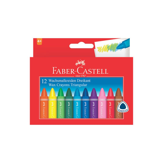 FABER CASTELL Triangular Wax Crayons (12's)