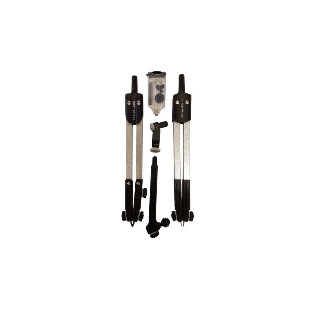 FABER CASTELL Compass 5 Piece Set With Lead Insert, Div & Pen Point