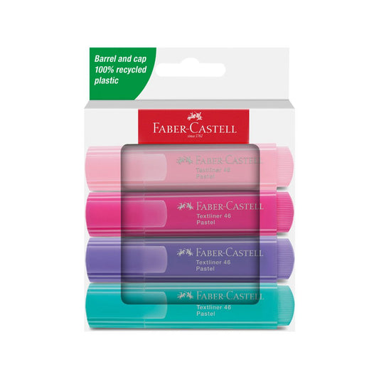FABER CASTELL Textliners - Pastel Wallet of 4