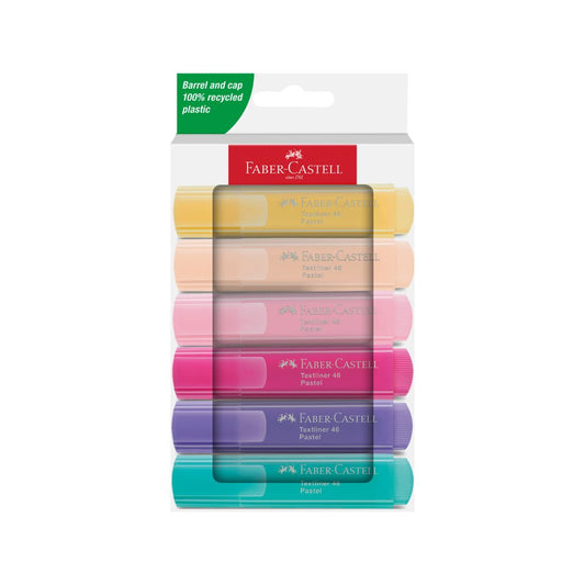 FABER CASTELL Textliners - Pastel Wallet of 6
