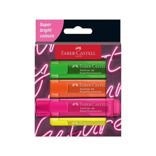 FABER CASTELL TL46 Highlighters - Neon (Wallet of 4)