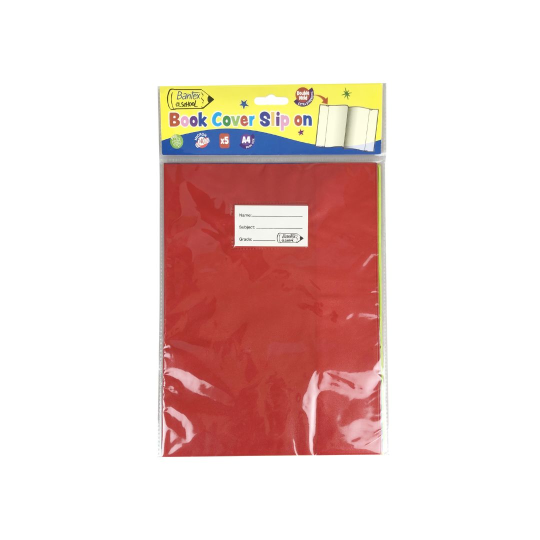 BANTEX @School (PVC) Heavy Duty Slip-On A4 Book Cover - 5 Pack