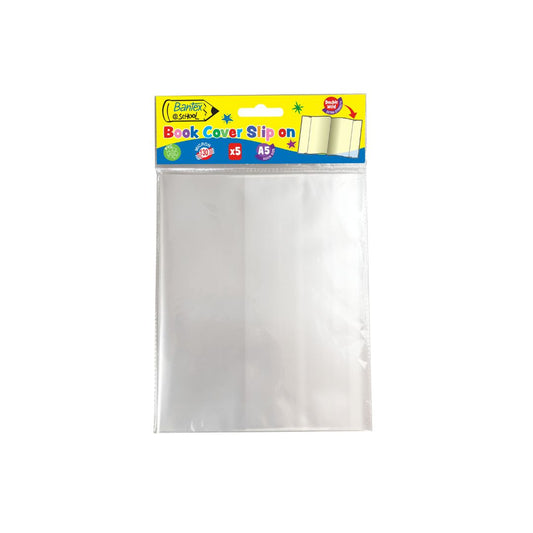 BANTEX @School (PVC) Heavy Duty Adjustable A5 Slip On Book Cover - 5 Pack