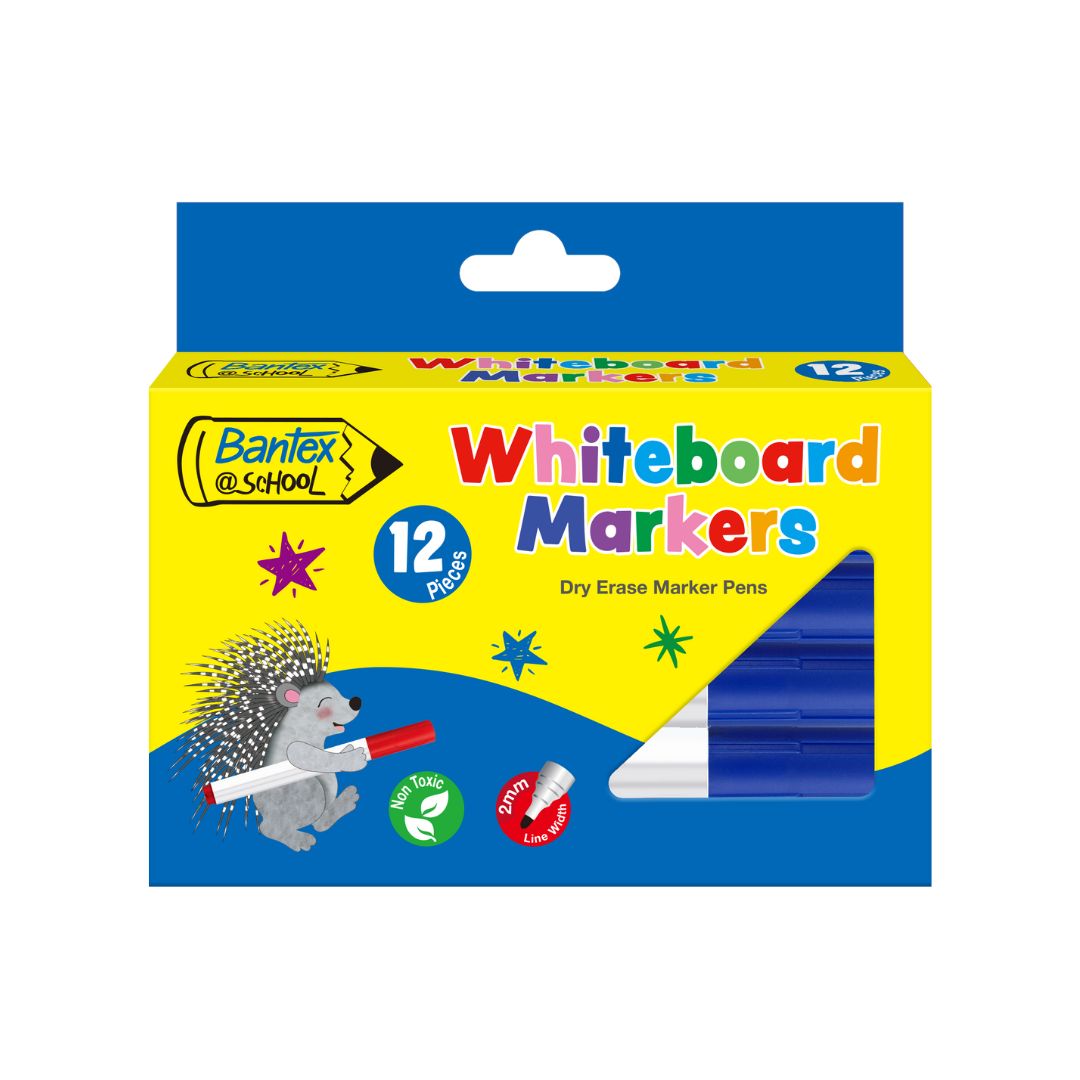 BANTEX @School Whiteboard Marker - Assorted Colours (12's)