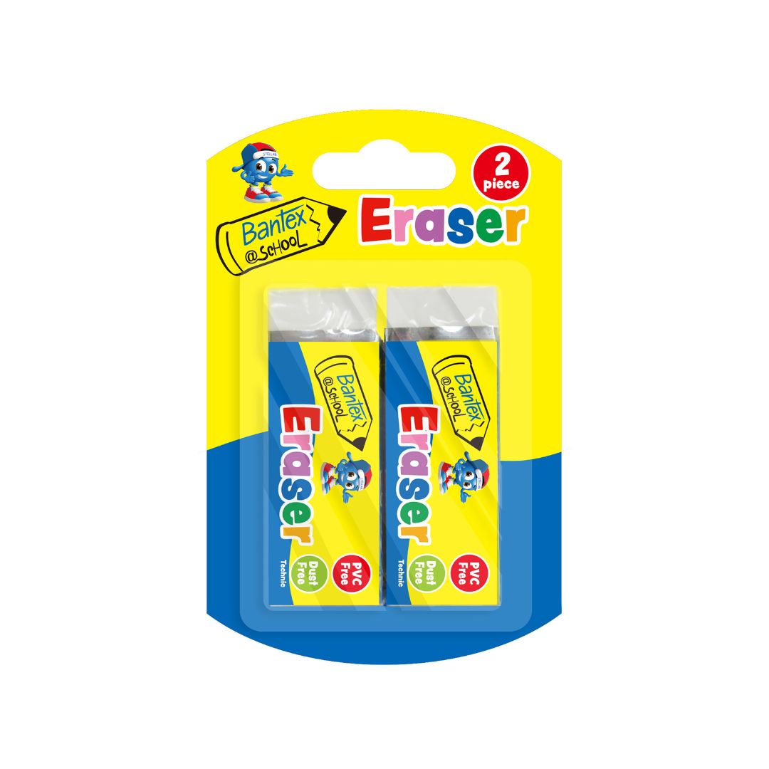 BANTEX @School (PVC) Eraser - Large & Dust Free - 2 Piece