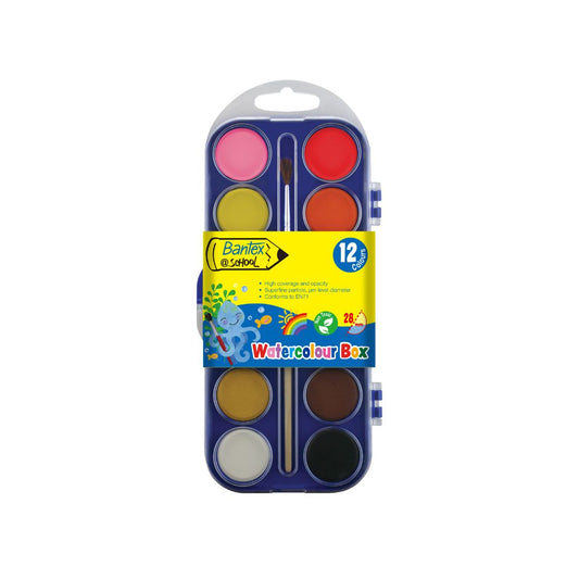 BANTEX @School Water Colour Paint Set - 12 Colours + Paint Brush