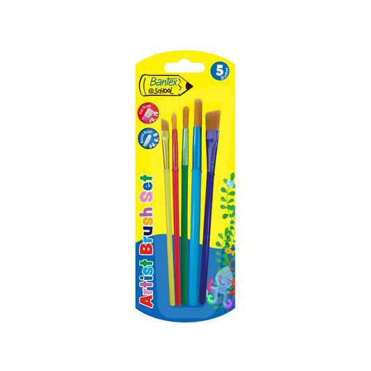 BANTEX @School Painting Brushes - Assorted Sizes - 5 Brushes