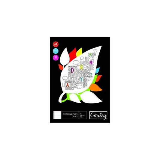 JD581 CROXLEY A4 Exam Pad 100 Sheet Feint & Margin - Punched
