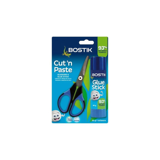 BOSTIK Cut N Paste 36 gram glue + Scissors - Carded