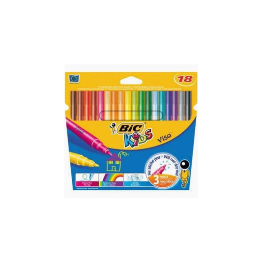 BIC Visa Felt Pens Assorted  Wallet of 18