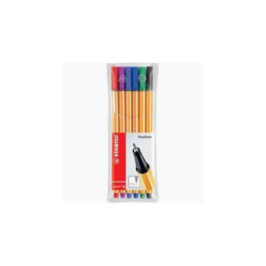 STABILO Point 88 0.4mm Fineliners 6 Pack Assorted