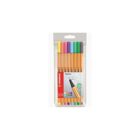 STABILO Point 88 0.4mm Fineliners 8 Pack Pastel Assorted