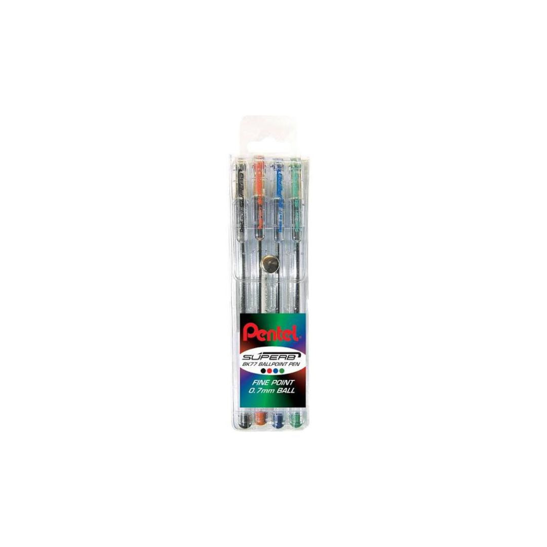 PENTEL BK77-4W Fine Ballpoint Wallet of 4