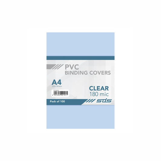 SDS A4 180 Micron Binding Covers Clear Pack of 100