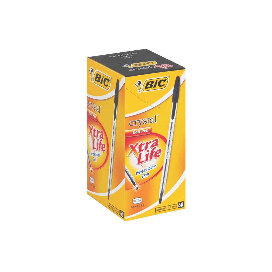 BIC Medium Clear Barrel Crystal Xtra Life Ballpoint Pen Box of 60