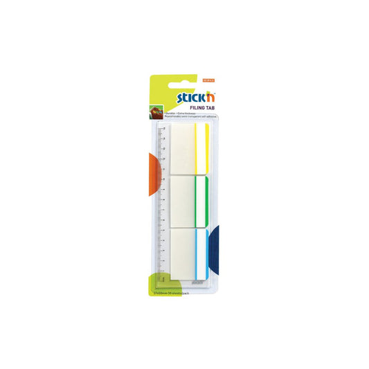 STICK n NOTE Filing Tabs 37mm x 50mm Repositionable 3 Solid Colours