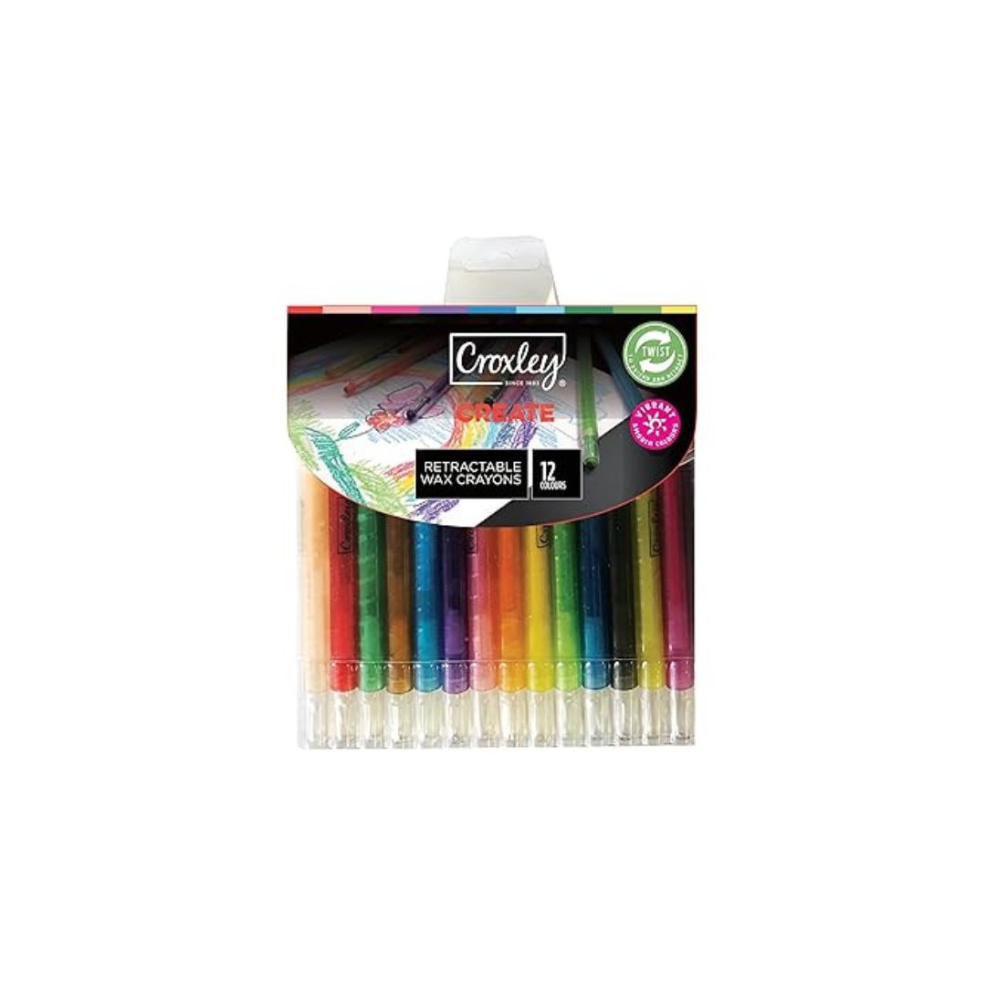 CROXLEY Retractable Wax Crayons Pencil 12's