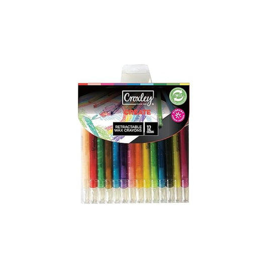 CROXLEY Retractable Wax Crayons Pencil 12's
