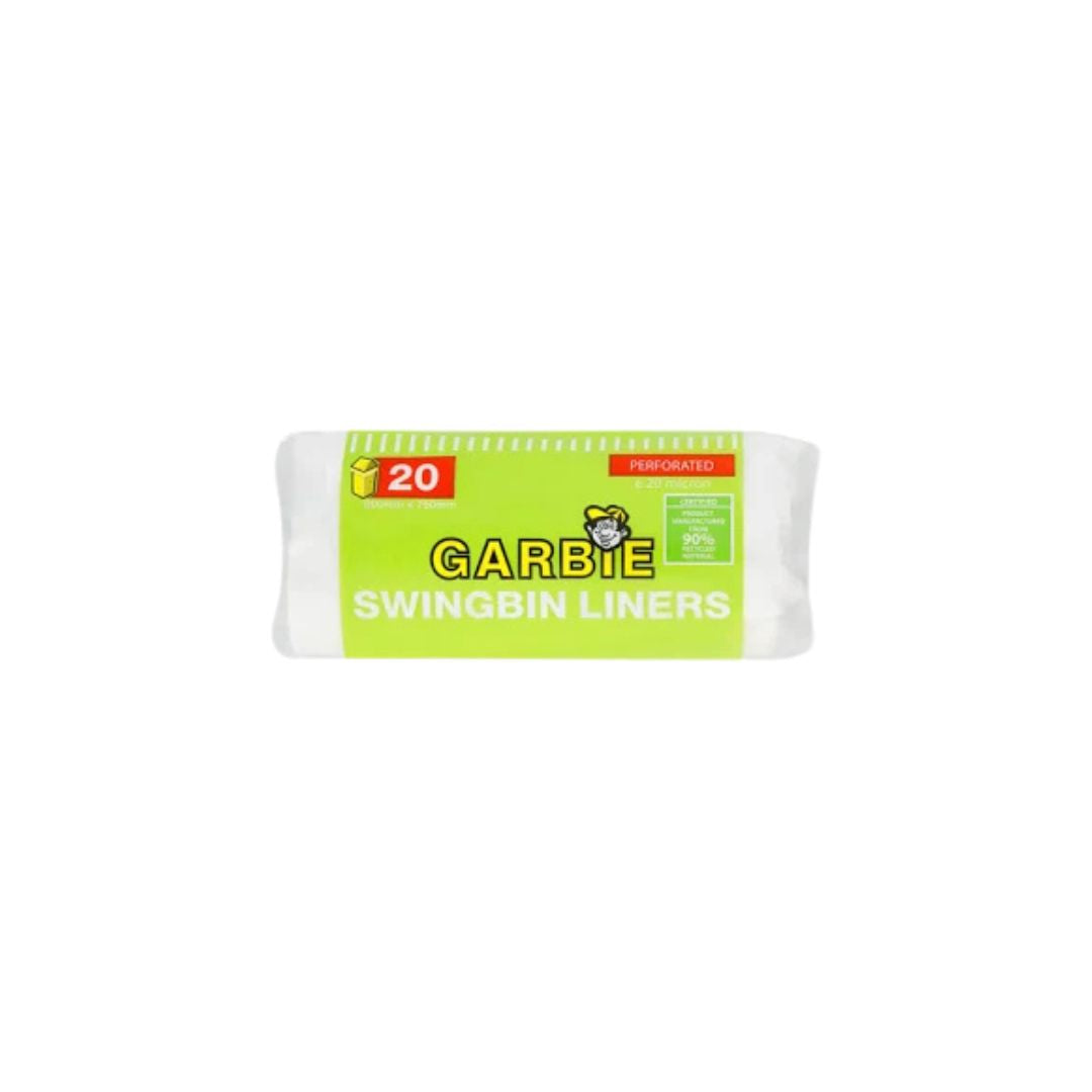 Garbie Bag  White Swing Bin Liner Perforated - 20 Bags 600x750mm 16 micron