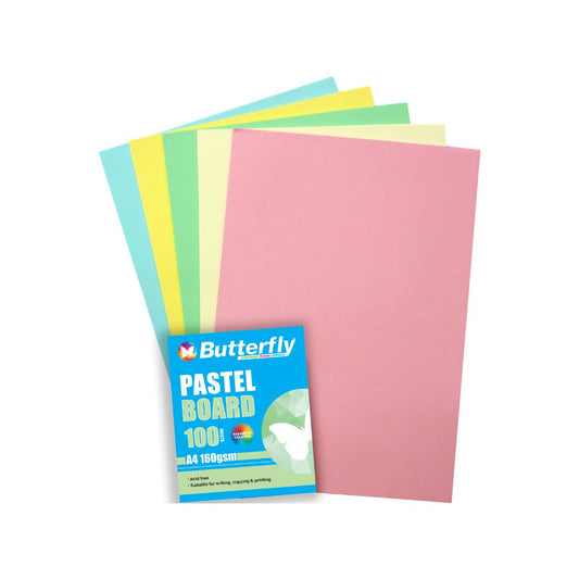 BUTTERFLY BOARD - A4 160gsm Mixed Pastel Colours - PACK OF 100