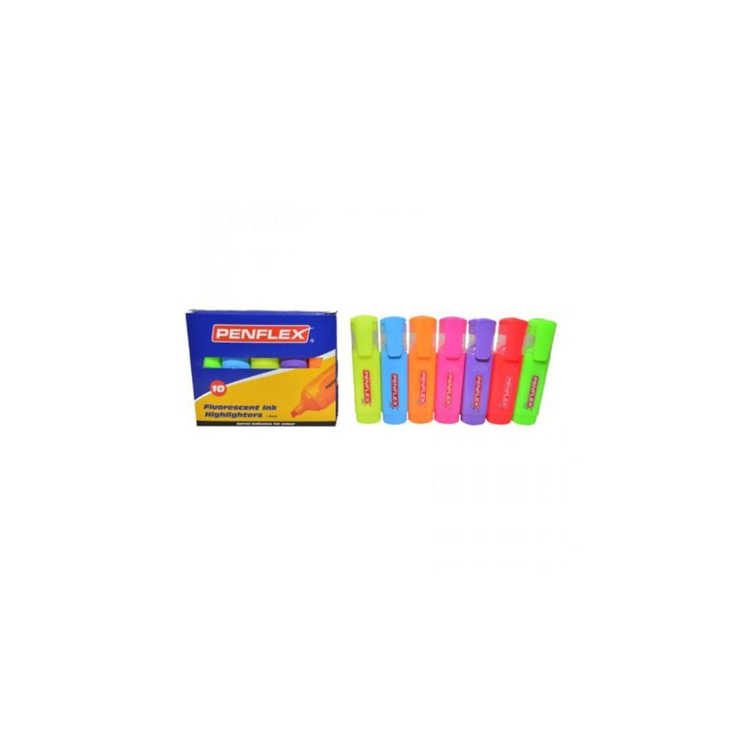 PENFLEX HIGlo 1.5mm Chisel Tip Highlighters - Box of 10