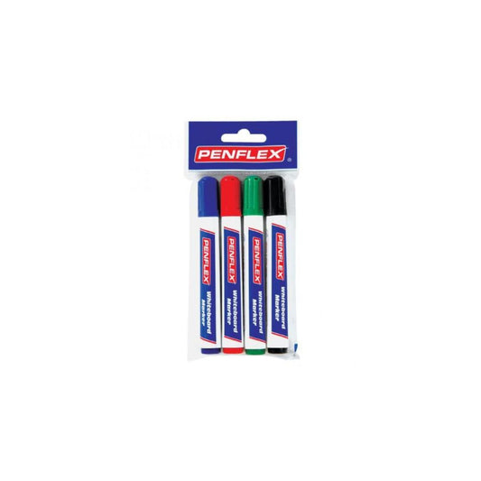PENFLEX Whiteboard Marker Wallet of 4 Assorted Colours