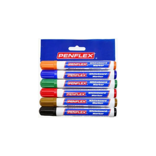 PENFLEX Whiteboard Marker Wallet of 6 Assorted Colours
