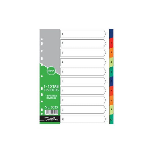 File Divider Treeline A4 Index 1-10 Rainbow  160 Micron
