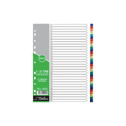 File Divider Treeline A4 Index 1-31 Rainbow  160 Micron