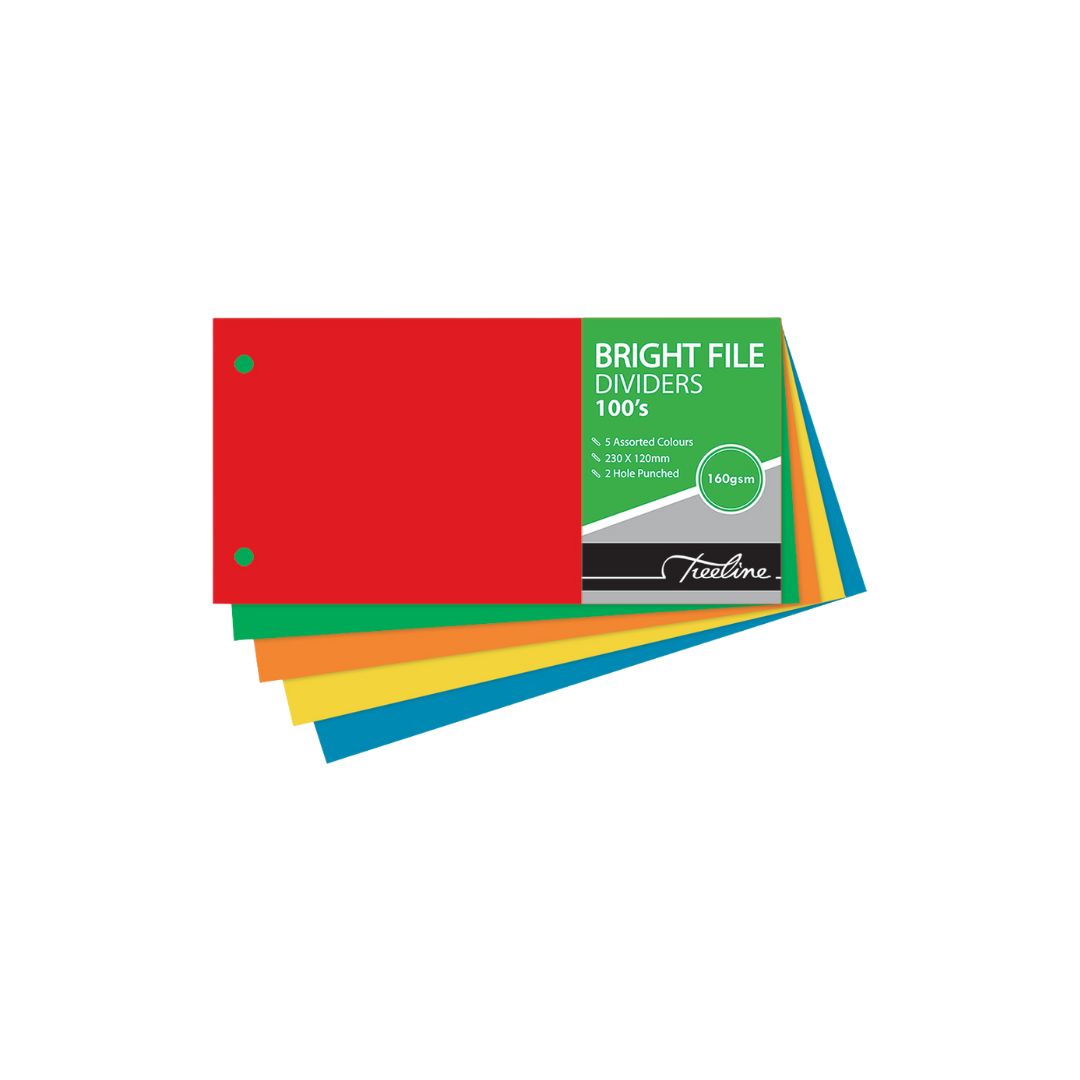File Dividers Treeline 160gsm board 230x120mm 100's 2 hole punched