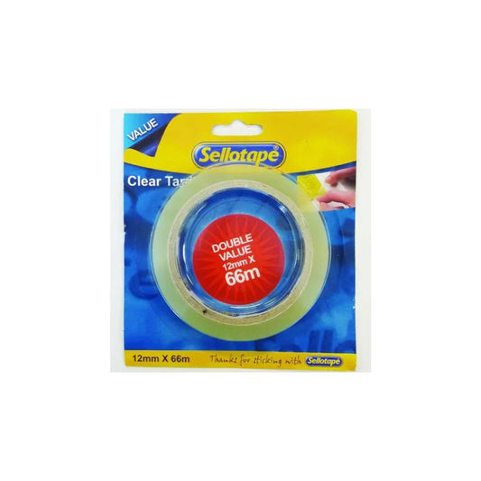 SELLOTAPE CLEAR TAPE 12mm x 66m Double Value