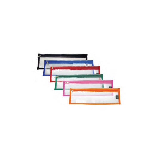 CROXLEY Clear 33cm Pencil Bag with Colour Zip Each