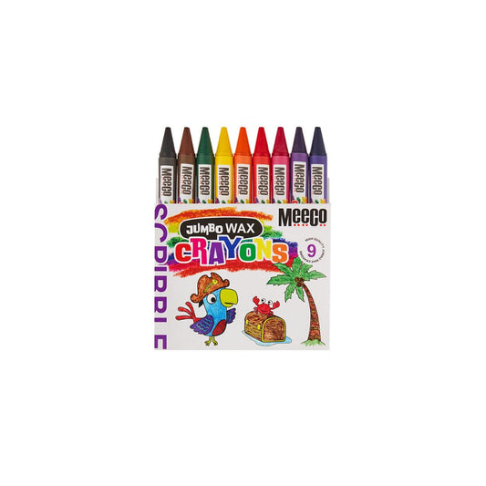 MEECO Jumbo Wax Crayons 9's